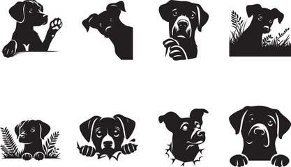 Dog Peaking Silhouettes Dog EPS Vector Dog Peaking Clipart	
