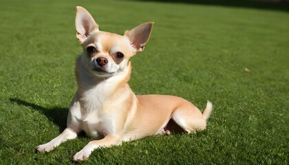A-Chihuahua-Sunbathing-On-A-Sunny-Patch-Of-Grass-
