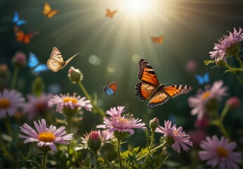 Flower meadow, with butterflies