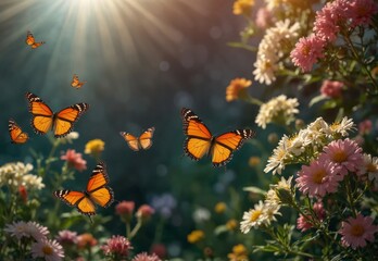 Flower meadow, with butterflies