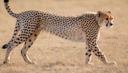 A-Cheetah-With-Its-Tail-Flicking-Back-And-Forth-F- - obrazy, fototapety, plakaty