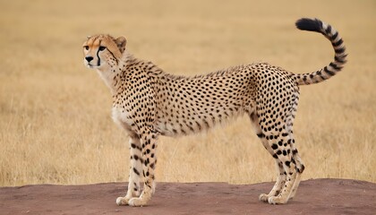 A-Cheetah-With-Its-Tail-Held-High-A-Sign-Of-Confi-