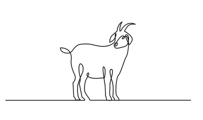 goat sheep One continuous single line hand drawn isolated background