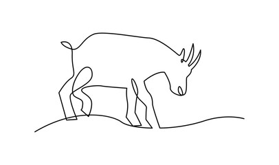 goat sheep One continuous single line hand drawn isolated background