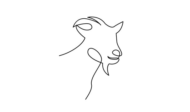 goat sheep One continuous single line hand drawn isolated background