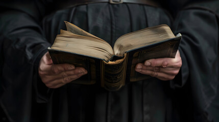 A closeup of hands holding an open book