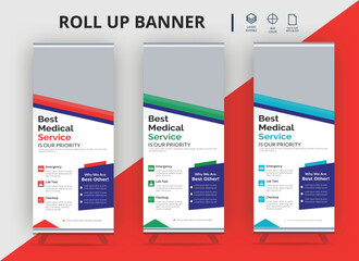 Medical roll up banner and retractable pull up banner ads or signage x stand banner for healthcare hospital