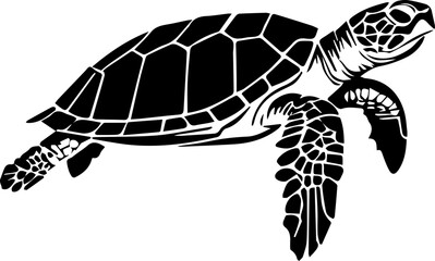 Series of illustrated Sea Turtles in black white for illustration, design, printing
