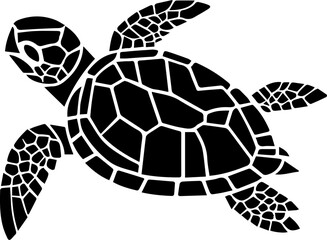 Series of illustrated Sea Turtles in black white for illustration, design, printing