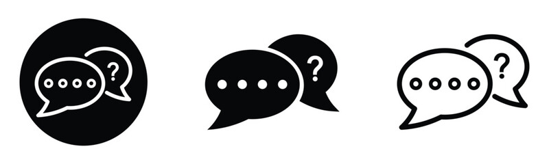 Obraz premium question and answer chat icon set. FAQ or help speech bubble symbol. transparent vector button.