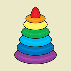 
Illustration depicting a children's pyramid of various bright colors on a light background