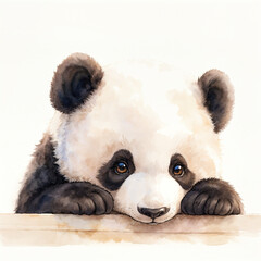 Charming Watercolor Illustration of a Cute Panda - 778821367