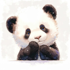 Charming Watercolor Illustration of a Cute Panda - 778821386