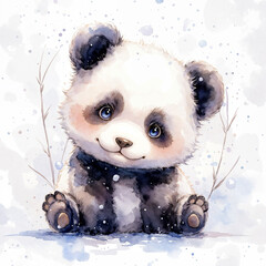 Charming Watercolor Illustration of a Cute Panda