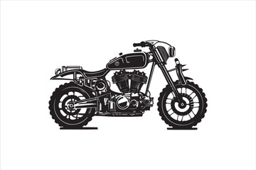 Fototapeta premium vintage motorcycle silhouette design vector isolated on white background. Hand-drawn vintage Ratro motorcycle. classic chopper.