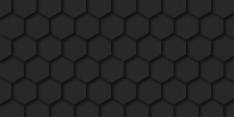 Abstract geometric hexagonal black background texture. Black background with hexagonal pattern shapes.