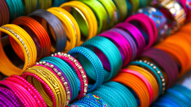 Colorful bangles background, vibrant colors