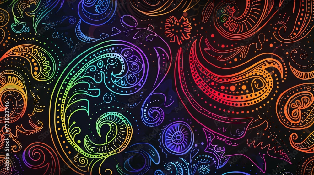 Wall mural colorful Paisley Pattern Background