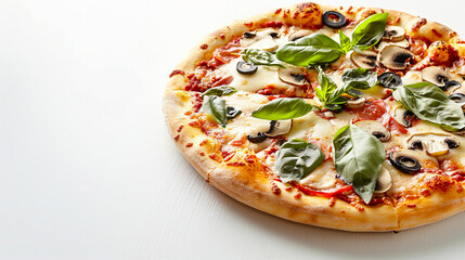 Savory Vegetarian Pizza, Ideal for Any Meal, Captivating Italian Cuisine with Fresh Ingredients, Perfect Copy Space for Culinary Creativity and Food Blogs