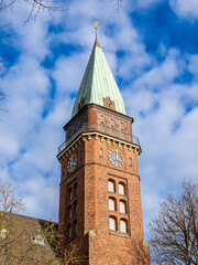 Versöhnungskirche Eilbek church, an example of Hamburg reform architecture, basks in spring...