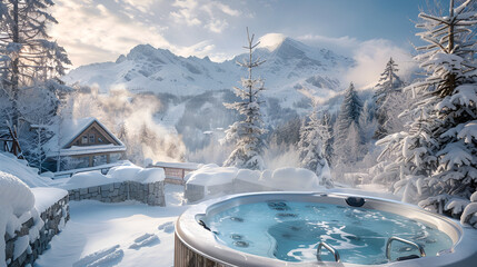 Hot Tub Winter Images , generative ai