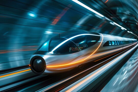 High speed train in motion blur. Concept of speed and motion.