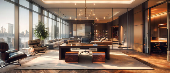 Elegant Modern Living Space with Stylish Furniture and Marble Table, Luxury Interior Design