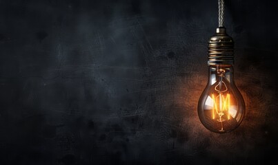 Steampunk light bulb glowing, fantasy concept for new ideas - obrazy, fototapety, plakaty