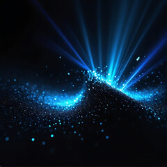 Fototapeta na wymiar Blue blue spectrum lights tech black party club neon lights abstract wave technology background, black background. wide banner, poster, website, video editing, background. ai 