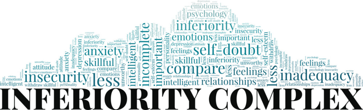 Inferiority Complex word cloud conceptual design isolated on white background.