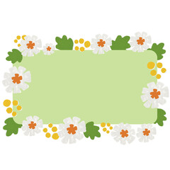 Flower label cute style illustration, green flowers label