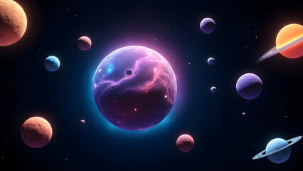 The Galactic system of a planet in space with lots of planets