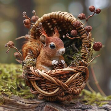 Nanotech acorns sprout in hand-held worlds of basketry where squirrels play