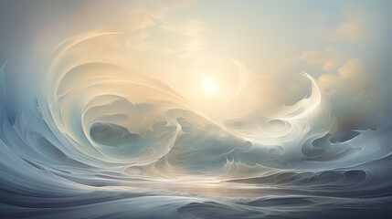 Dynamic waves, abstract symbols, and a sense of upward motion, portraying the boundless energy and limitless potential inherent in every moment Ai Generative