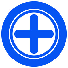Fototapeta premium Blue add icon, plus icon, vector illustration.