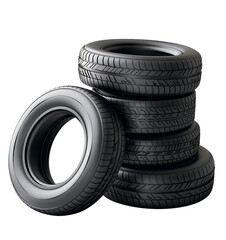 Pile of four new tires stacked on top, vector illustration with white background