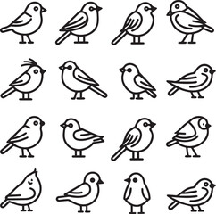 Birds icon black and white background 