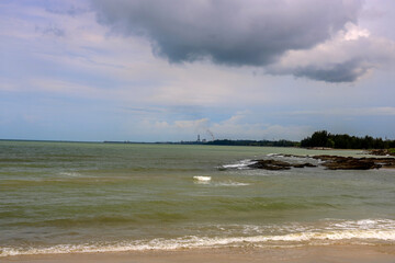 View Over Kidurong Bay at Tanjung Batu in Bintulu Sarawak Borneo Towards Distant Chemical Plant - 778834702