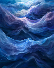 A captivating abstract image depicting waves of various shades of blue with flowing, fabric-like textures, conveying a sense of gentle motion. - obrazy, fototapety, plakaty