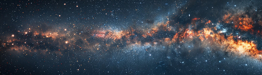 Backdrop of starry infinity, dark expanse with corner text area - obrazy, fototapety, plakaty