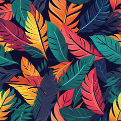Vibrant Vector Leaves in Tropical Colors