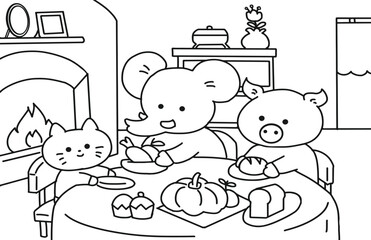 Little animal dinner together.