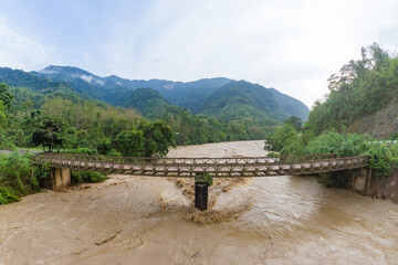 Beautiful view of the old bridge Irang on Irang river.This bridge was was constructed by the border roads organisation in manipur india.