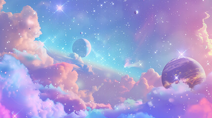 Obraz na płótnie Canvas Starry sky and planet gradient background