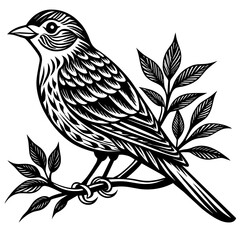     Bird on a branch vector illustration.

