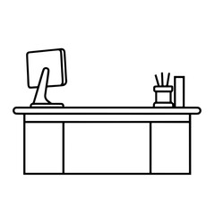 Modern outline icon of a work desk, perfect for office-themed designs.