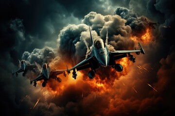 F 16 fighter patrols the sky - obrazy, fototapety, plakaty