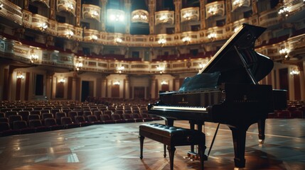 A piano on a luxurious stage in the room