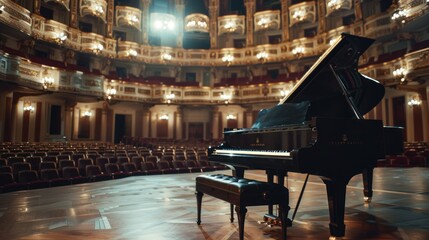 A piano on a luxurious stage in the room - Powered by Adobe