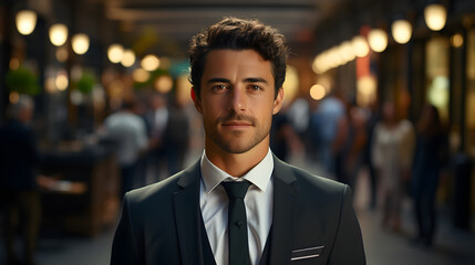 Fototapeta premium Confident Professional: Business Attire, Holding Blank Sign for Corporate Messages.